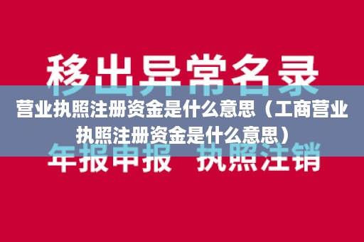 营业执照注册资金是什么意思（工商营业执照注册资金是什么意思）