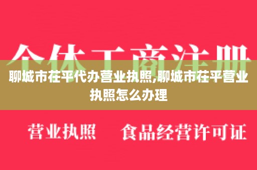 聊城市茌平代办营业执照,聊城市茌平营业执照怎么办理