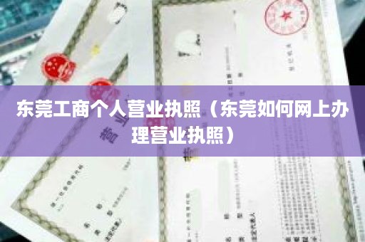 东莞工商个人营业执照（东莞如何网上办理营业执照）