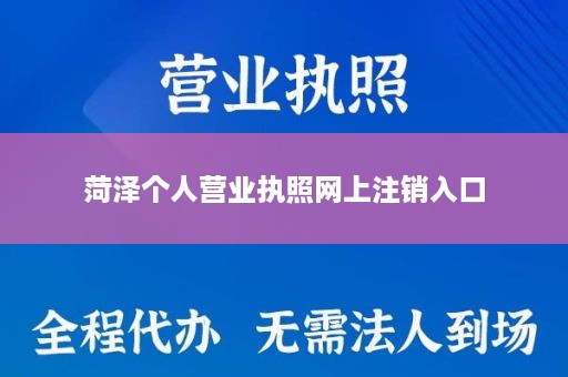 菏泽个人营业执照网上注销入口