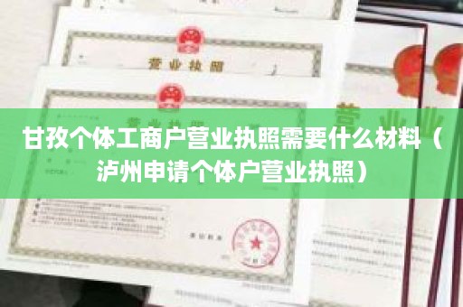 甘孜个体工商户营业执照需要什么材料（泸州申请个体户营业执照）