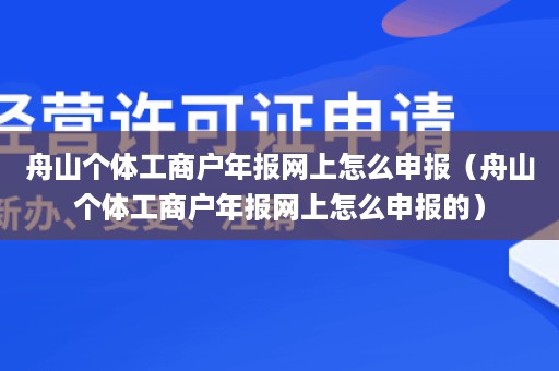 舟山个体工商户年报网上怎么申报（舟山个体工商户年报网上怎么申报的）