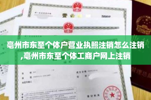 亳州市东至个体户营业执照注销怎么注销,亳州市东至个体工商户网上注销