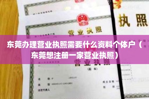 东莞办理营业执照需要什么资料个体户（东莞想注册一家营业执照）