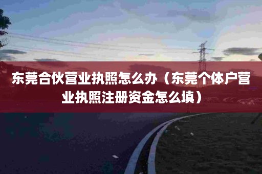 东莞合伙营业执照怎么办（东莞个体户营业执照注册资金怎么填）