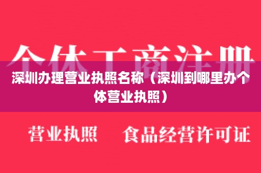 深圳办理营业执照名称（深圳到哪里办个体营业执照）