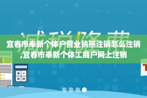 宜春市奉新个体户营业执照注销怎么注销,宜春市奉新个体工商户网上注销