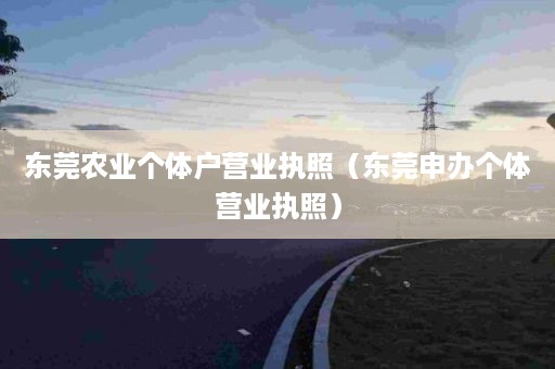 东莞农业个体户营业执照（东莞申办个体营业执照）