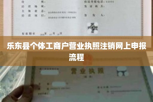 乐东县个体工商户营业执照注销网上申报流程