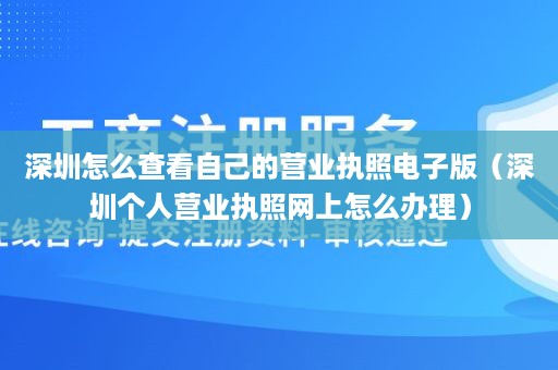 深圳怎么查看自己的营业执照电子版（深圳个人营业执照网上怎么办理）