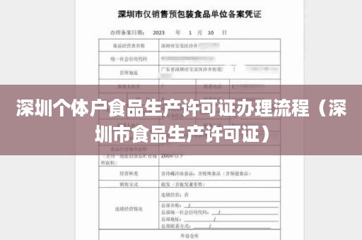 深圳个体户食品生产许可证办理流程（深圳市食品生产许可证）