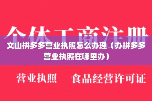 文山拼多多营业执照怎么办理（办拼多多营业执照在哪里办）