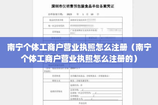 南宁个体工商户营业执照怎么注册（南宁个体工商户营业执照怎么注册的）