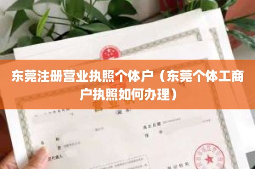 东莞注册营业执照个体户（东莞个体工商户执照如何办理）