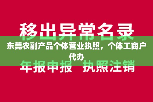 东莞农副产品个体营业执照，个体工商户代办