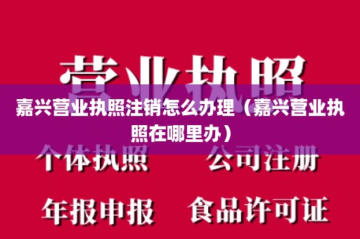 嘉兴营业执照注销怎么办理（嘉兴营业执照在哪里办）