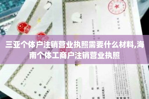 三亚个体户注销营业执照需要什么材料,海南个体工商户注销营业执照