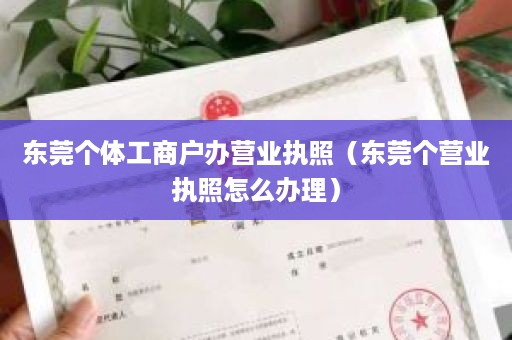 东莞个体工商户办营业执照（东莞个营业执照怎么办理）