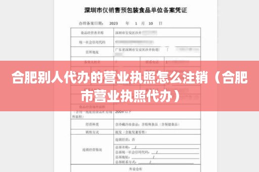 合肥别人代办的营业执照怎么注销（合肥市营业执照代办）