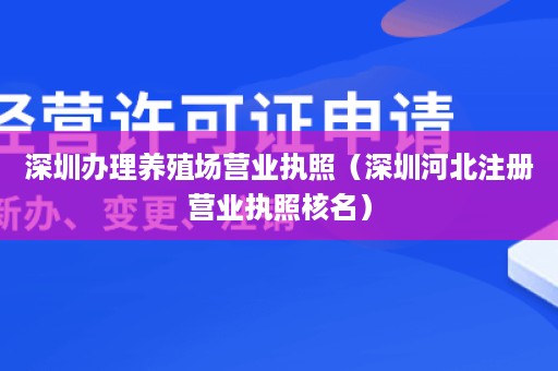 深圳办理养殖场营业执照（深圳河北注册营业执照核名）