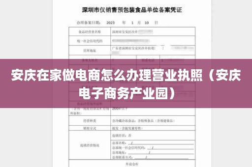 安庆在家做电商怎么办理营业执照（安庆电子商务产业园）