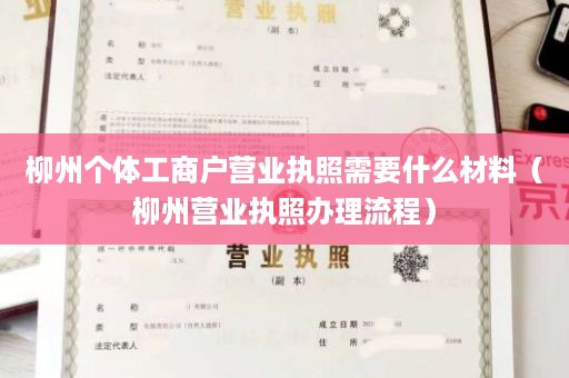 柳州个体工商户营业执照需要什么材料（柳州营业执照办理流程）