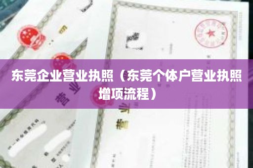 东莞企业营业执照（东莞个体户营业执照增项流程）