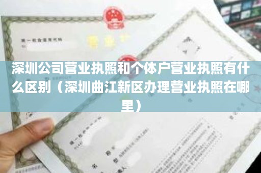 深圳公司营业执照和个体户营业执照有什么区别（深圳曲江新区办理营业执照在哪里）