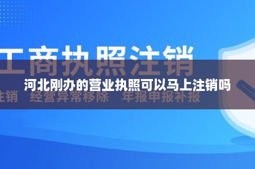 河北刚办的营业执照可以马上注销吗