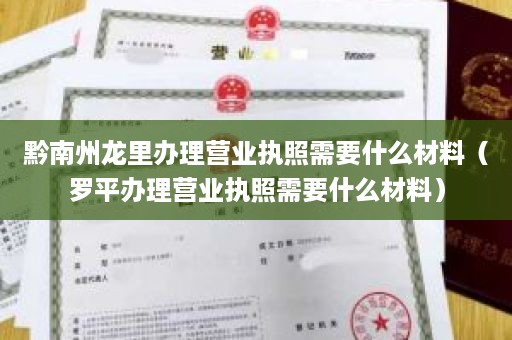 黔南州龙里办理营业执照需要什么材料（罗平办理营业执照需要什么材料）