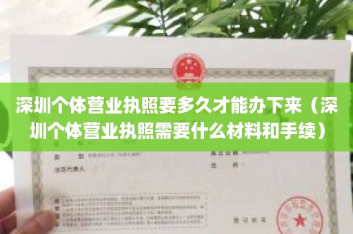 深圳个体营业执照要多久才能办下来（深圳个体营业执照需要什么材料和手续）