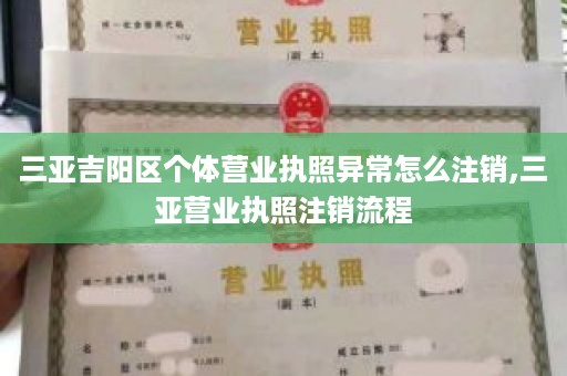 三亚吉阳区个体营业执照异常怎么注销,三亚营业执照注销流程