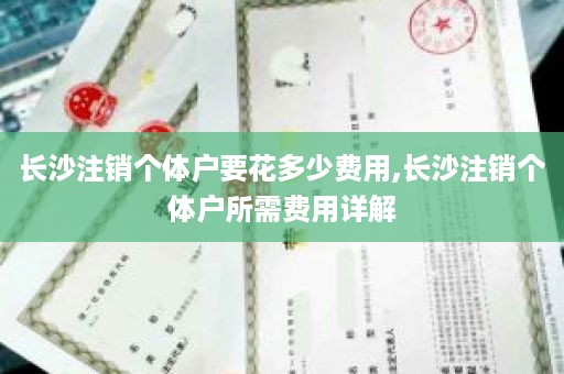 长沙注销个体户要花多少费用,长沙注销个体户所需费用详解