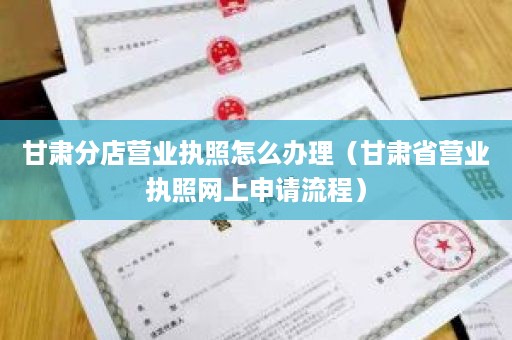 甘肃分店营业执照怎么办理（甘肃省营业执照网上申请流程）