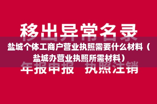 盐城个体工商户营业执照需要什么材料（盐城办营业执照所需材料）