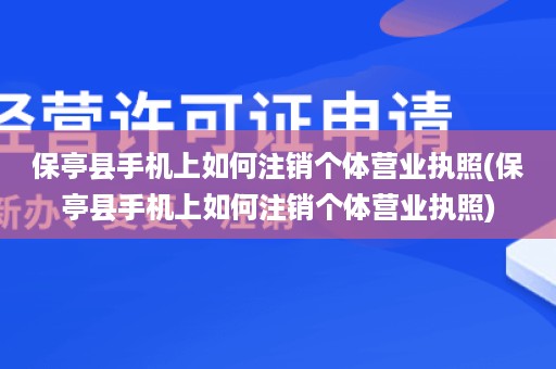 保亭县手机上如何注销个体营业执照(保亭县手机上如何注销个体营业执照)