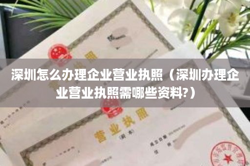 深圳怎么办理企业营业执照（深圳办理企业营业执照需哪些资料?）