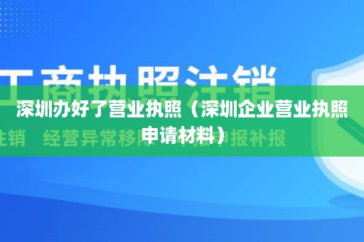 深圳办好了营业执照（深圳企业营业执照申请材料）