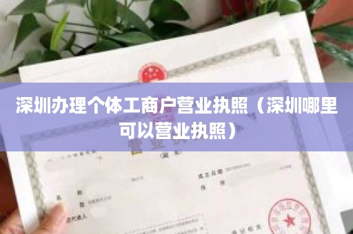 深圳办理个体工商户营业执照（深圳哪里可以营业执照）