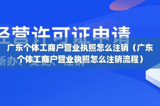 广东个体工商户营业执照怎么注销（广东个体工商户营业执照怎么注销流程）