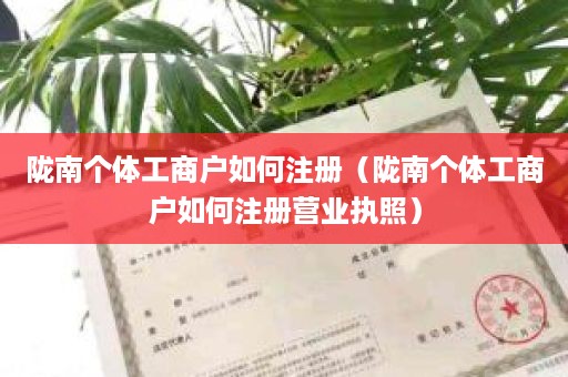 陇南个体工商户如何注册（陇南个体工商户如何注册营业执照）