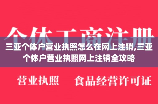 三亚个体户营业执照怎么在网上注销,三亚个体户营业执照网上注销全攻略