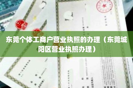 东莞个体工商户营业执照的办理（东莞城阳区营业执照办理）