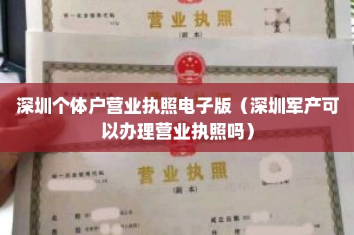 深圳个体户营业执照电子版（深圳军产可以办理营业执照吗）