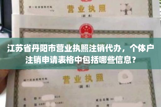 江苏省丹阳市营业执照注销代办，个体户注销申请表格中包括哪些信息？