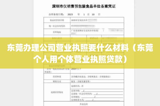 东莞办理公司营业执照要什么材料（东莞个人用个体营业执照贷款）