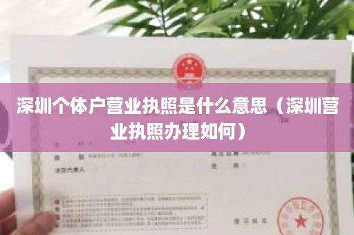 深圳个体户营业执照是什么意思（深圳营业执照办理如何）