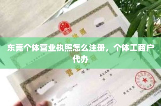 东莞个体营业执照怎么注册，个体工商户代办