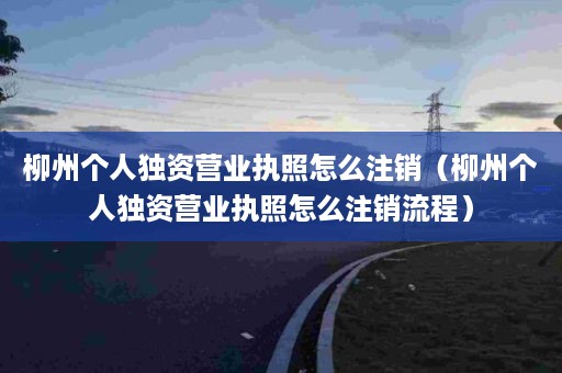 柳州个人独资营业执照怎么注销（柳州个人独资营业执照怎么注销流程）