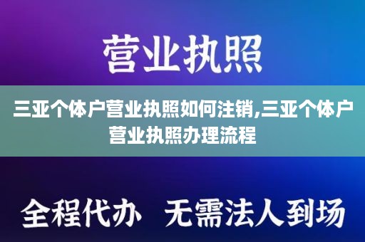 三亚个体户营业执照如何注销,三亚个体户营业执照办理流程